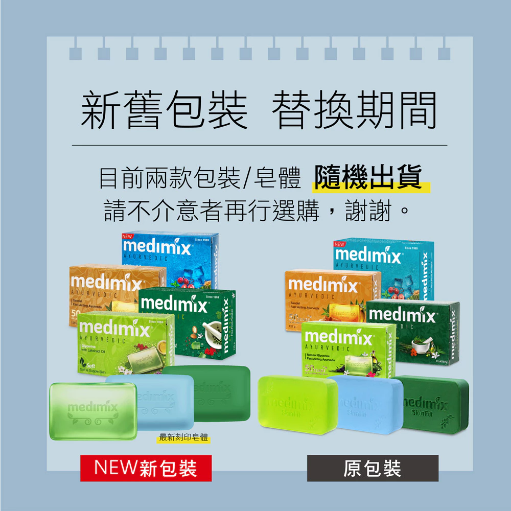Medimix 香皂新舊包裝辨識圖